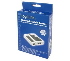 LogiLink WZ0010 / Tester sieťových káblov / RJ11 / RJ12 / RJ45 / 9 LED / batéria 9V