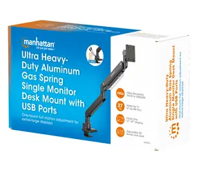 Manhattan monitorové rameno s USB portami čierna / Monitorové rameno / do 57" / nosnosť 27 kg / VESA 75-200 / USB-A+USB-C