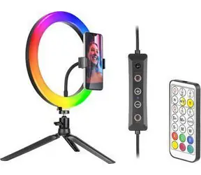 Tracer RGB Ring 26 cm / Kruhové LED svetlo / statív na telefón / diaľkové ovládanie / 18 farieb