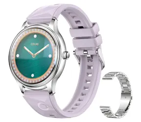 Colmi L28 strieborno-fialová, strieborný oceľový remienok / Chytré hodinky / AMOLED displej / Bluetooth volanie / IP68