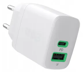 Green Cell PowerSource Duo30 biela / Nabíjačka / USB-A + USB-C / 3 A