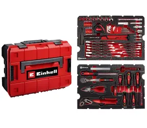 Einhell E-CASE 80 čierna/červená / Kufor na náradie / 80 dielov / nosnosť 300 kg