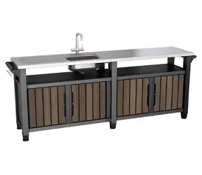 Keter Grilovací stolík UNITY Chef 415 l walnut / Grilovací stolík / Objem 415 l