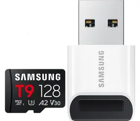 Samsung T9 128GB čierna / Pamäťová karta microSDHC / UHS-I U3 / Class 10 / 200/130 MB/s / + USB adaptér