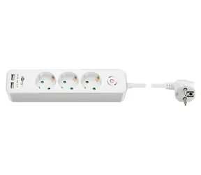 Goobay 41264 biela / Zásuvkový blok / 3x zásuvka / vypínač / USB