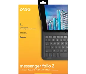 ZAGG Messenger Folio2 tmavo šedá / Puzdro s klávesnicou / Apple iPad 10.2 "a iPad Air 10.5" / nemecká klávesnica