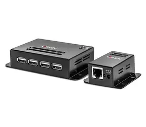 Lindy USB 2.0 Cat.6 Extender čierna / USB extender / 4 porty / dosah 50 m