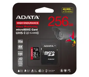 ADATA High Endurance / Micro SDXC karta / 256 GB / UHS-I U3 / Class 10 / čítanie 100 MB/s / zápis 85 MB/s / + adaptér