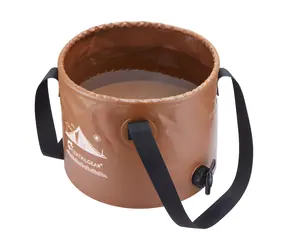 Flextail Flex Bucket hnedá / Skladací vedierko / 20 l / PVC / Vypúšťací ventil