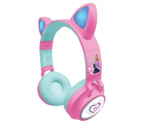 LEXIBOOK Bezdrôtové slúchadlá Barbie s mačacími uškami ružové / Detské slúchadlá / Bluetooth / Skladacie / Svetelné efekty