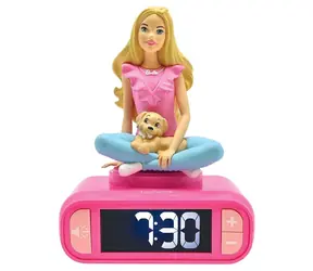 LEXIBOOK Budík Barbie / 3D nočné svetlo / 6 melódií zvonenia / Funkcia odloženia / Podsvietený LCD displej