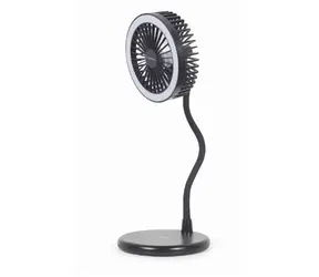 Gembird LED lampa s bezdrôtovou nabíjačkou 3v1 čierna / Stolná LED lampa / Bezdrôtová nabíjačka 10W / ventilátor