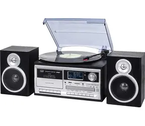 Trevi TT1072 DAB čierna / Gramofón s rádiom & CD prehrávačom / 33 & 45 & 78 RPM / FM/AM/DAB+ / BT/USB