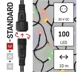 Emos D1AM03 Connect / Svetelná reťaz / 100 LED / 10 m / multicolor / IP44