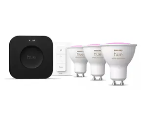 Philips Hue WACA GU10 3ks + Bridge Pro + Dimmer Switch / Štartovacia sada šikovného osvetlenia / 4,2 W / 400lm