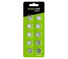 Green Cell / Gombíková batéria CR1620 / Lítiová / 3V / 70mAh / 10 ks / blister