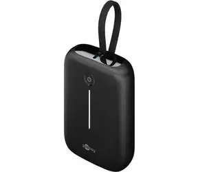 Goobay powerbanka 10000 mAh čierna / Powerbanka / integrovaný USB-C kábel 13 cm / 20 W PD/QC / 1x USB-A, 2x USB-C