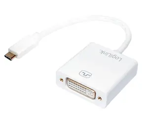 LogiLink USB-C na DVI biela / Adaptér / USB 3.1 Gen1 / Full HD 1080p / 0,14 m