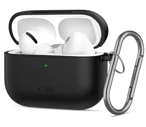 Tech-Protect Silicone Hook Case čierna / Puzdro / pre Apple AirPods Pro 3 / silikónové s karabínou