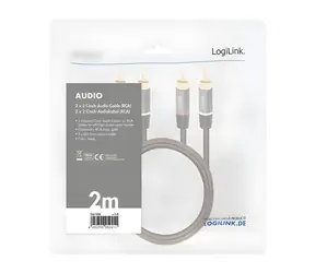 LogiLink RCA audio kábel čierna / Audio kábel / 2x RCA - 2x RCA / 2 m