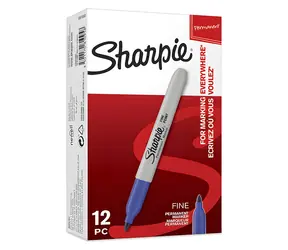 Sharpie Fine Popisovač permanentný modrá / okrúhly hrot F / 12 ks