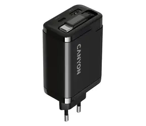 Canyon 65RC čierna / Nabíjací adaptér / vstavaný kábel USB-C / 65W / PD & QC