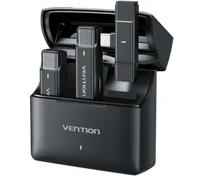 Vention NCAB0 čierna / Bezdrôtový mikrofón / 2 ks + puzdro / 2,4 GHz / redukcia šumu / USB-C