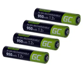 Green Cell HR03 4X AAA 950mAh zelená/čierna / Nabíjacia batéria / NiMH / 1,2 V