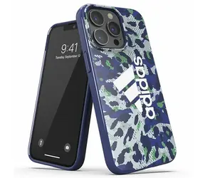 Adidas Snap Case Leopard modrá / Puzdro / pre Apple iPhone 13, 13 Pre / potlač Leopard