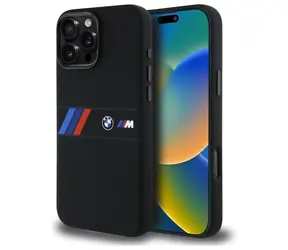 BMW Silicone Middle Stripe MagSafe čierna / Zadný kryt / iPhone 16 Pro Max / silikónový