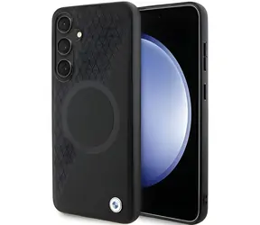 BMW BMHMS24M23RTPK Galaxy S24+ čierna / Puzdro / Signature Leather Half Textured & Circle / MagSafe
