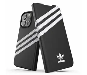 Adidas OR Booklet Case PU iPhone 13 Pre čierna, biela / Puzdro typu kniha / kompatibilný aj s iPhone 13