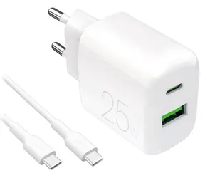 Puro PRO LITE biela / Nabíjacia sada / USB-A + USB-C / 25 W / kábel USB-C - USB-C 1,2 m
