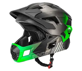 ROCKBROS Detská cyklistická prilba TS-61 zelená / Veľkosť M (54-57 cm) / Snímateľná brada