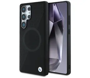 BMW Leather Half Textured pre Samsung Galaxy S25 Ultra čierna / Zadný kryt / Koženkový (PU) / Magnetický (MagSafe)