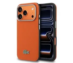 Lacoste PVC Petit Pique Semi Wrap MagSafe oranžová / Zadný kryt / iPhone 17 Pro Max