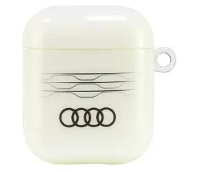 Audi IML Geometric Pattern biela / Puzdro pre Apple AirPods 1 & 2 / Geometrický vzor