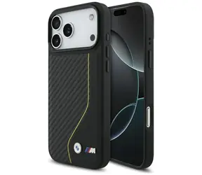 BMW Zadný kryt Carbon Line & Logo MagSafe pre iPhone 17 Pro Max žltá / Zadný kryt / Karbónový vzor / MagSafe