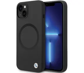 BMW Zadný kryt Signature Liquid Silicone MagSafe pre iPhone 14 čierna / Zadný kryt / MagSafe / Silikón
