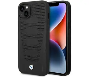 BMW Leather Seats Pattern Zadný Kryt pre Apple iPhone 14 čierna / Kryt na telefón / Kožený dizajn / Vzor sedačiek