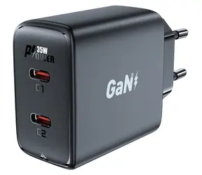 Acefast A49 PD35W GaN nabíjačka čierna / 2x USB-C / 35W
