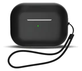 Hurtel Silicone Case AirPods 1. a 2. generácie čierna / Puzdro / silikón / pútko na zápästie