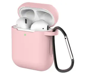 Hurtel silikónové puzdro s karabínou pre AirPods 1 a 2 ružová / Puzdro / silikónové / s karabínou