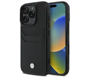 BMW Sign Leather Cardslot čierna / Zadný kryt / iPhone 16 Pro Max / vrecko na kartu