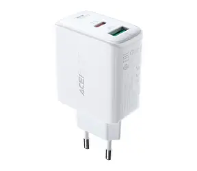 Acefast A5 biela / Nabíjačka do siete / USB-C + USB-A / 32W / PD, QC 3.0