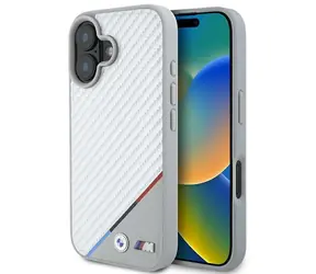 BMW M Carbon Tricolor Line MagSafe pre iPhone 16 sivá / Zadný kryt / MagSafe