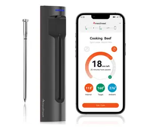 Meatmeet S Pre šedá / Teplomer na mäso / Bluetooth / aplikácie / gril, rúra, udiareň