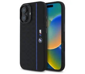 BMW Silicone Hexagon Blue Line MagSafe čierna / Zadný kryt / iPhone 16 / silikónový