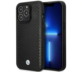 BMW Diamond Pattern Zadný kryt MagSafe iPhone 14 Pro 6,1 čierna / Kryt / Koža / MagSafe