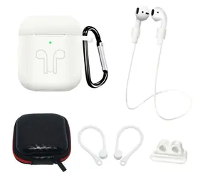 Hurtel Puzdro s príslušenstvom pre AirPods 1/2 biela / Puzdro / karabína / pútko na krk / remienok hodiniek